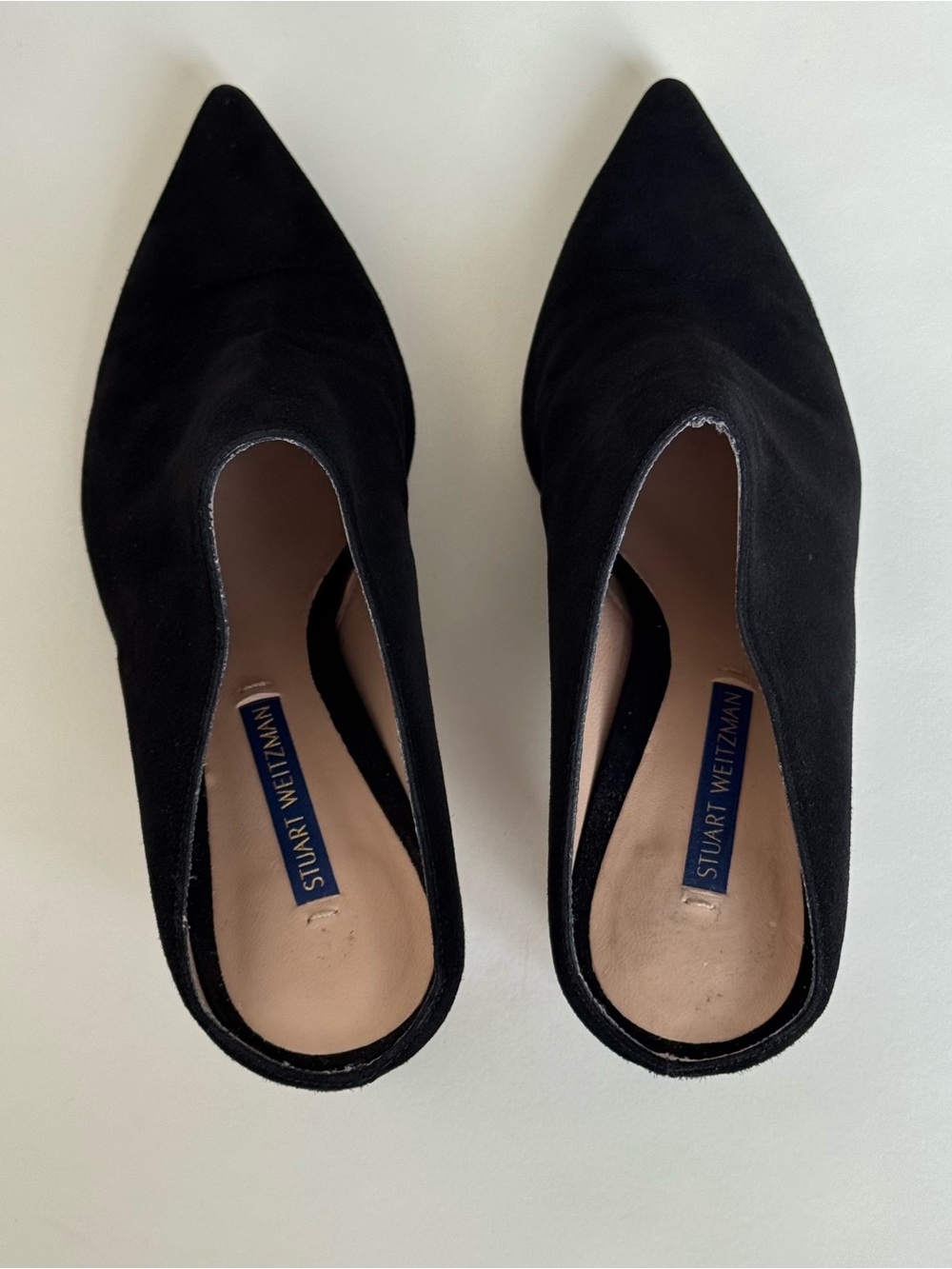 Stuart Weitzman Mira Black Suede Pointed Toe High Heel Mules - Size 6.5 - Picture 5 of 9